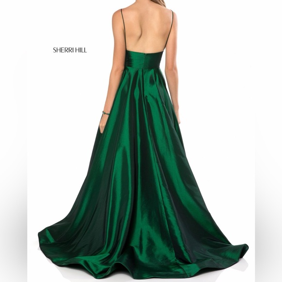 Sherri Hill Green Emerald Prom Dress - Picture 15 of 16